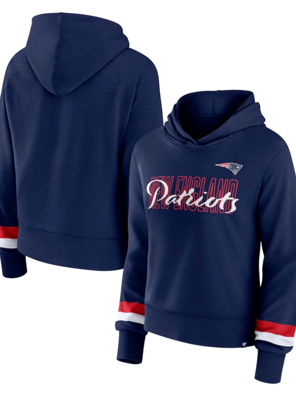 NEW Fanatics New England Patriots Womens XL Over Under Hoodie Navy NFL Pullover